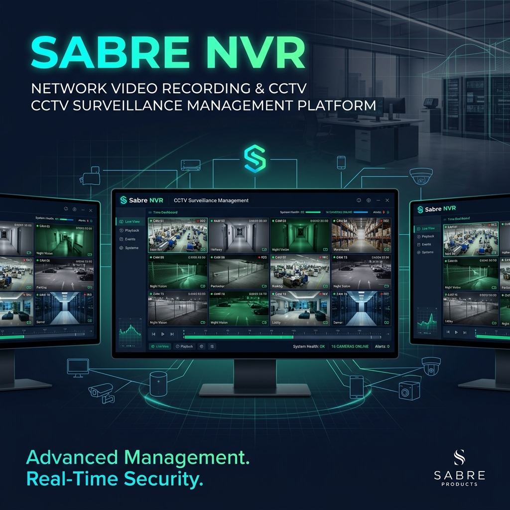 Sabre NVR Dashboard showing multiple camera feeds